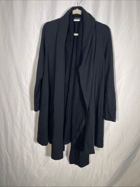 ELAINE KIM WOMENS BLACK BAMBOO OPEN FACE HOODED CARDIGAN SWEATER MEDIUM